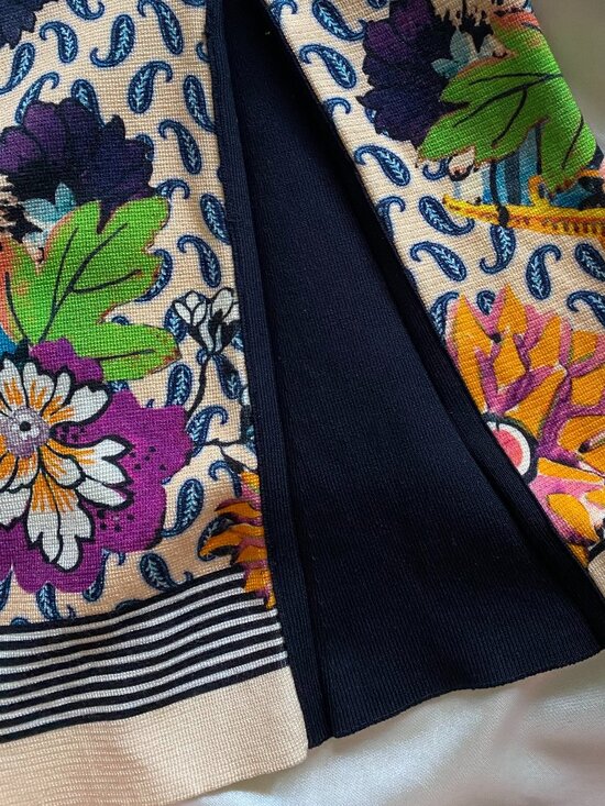 Rare Etro Milano Stretch Ponte Floral Knit Midi Skirt Size 44 / 12 Boho - Picture 8 of 9